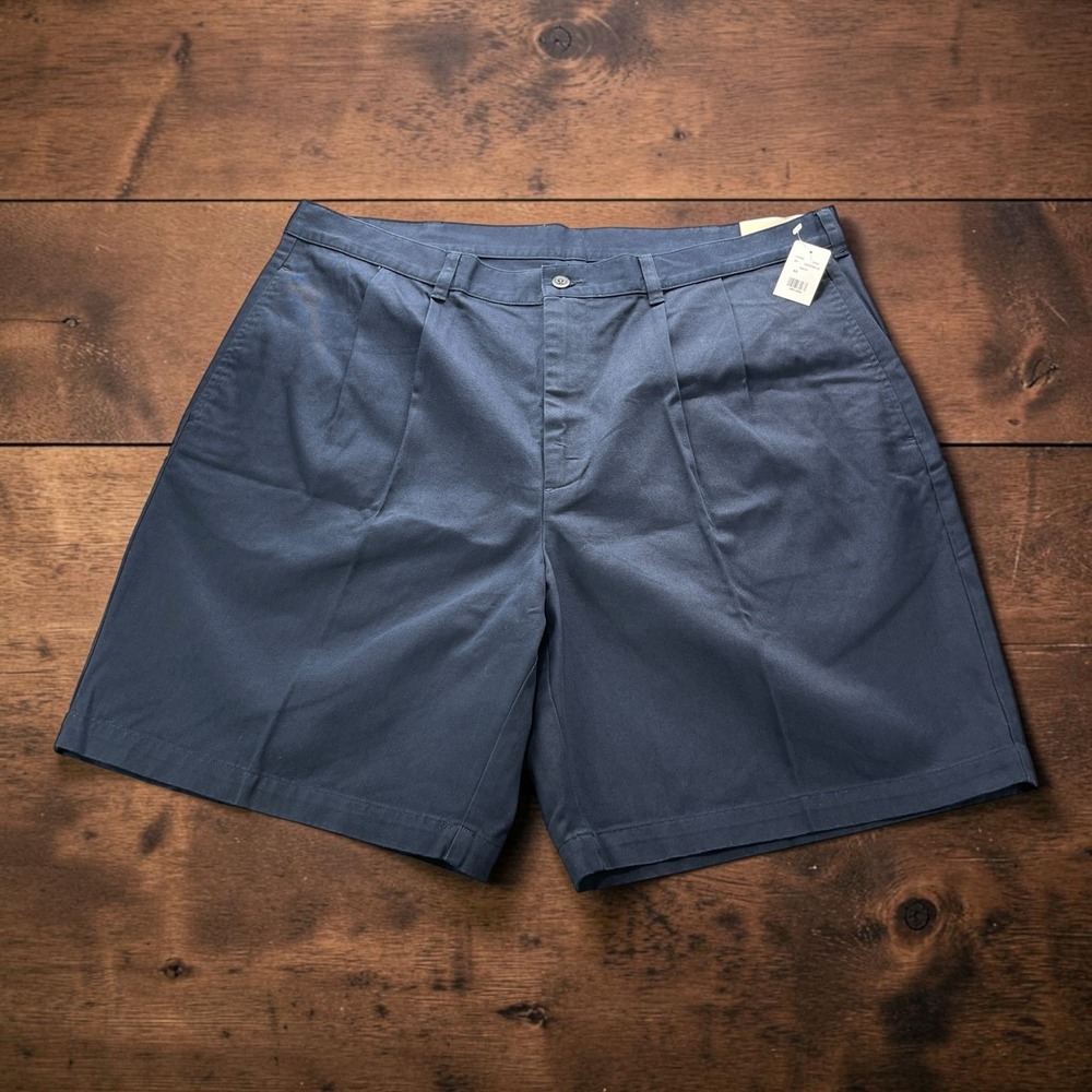 NEW Vintage Brooks Brothers Sport 346 Mens Navy Blue Pleated Chino 9" Shorts W40